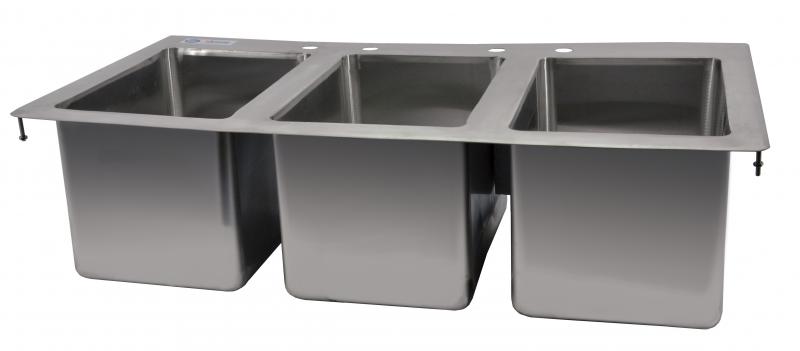 10� x 14� x 10� Stainless Steel Triple Drop in Sink with Flat Top
